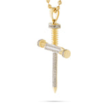 10k Yellow Gold .30ct Diamond Micro Nail Cross Pendant