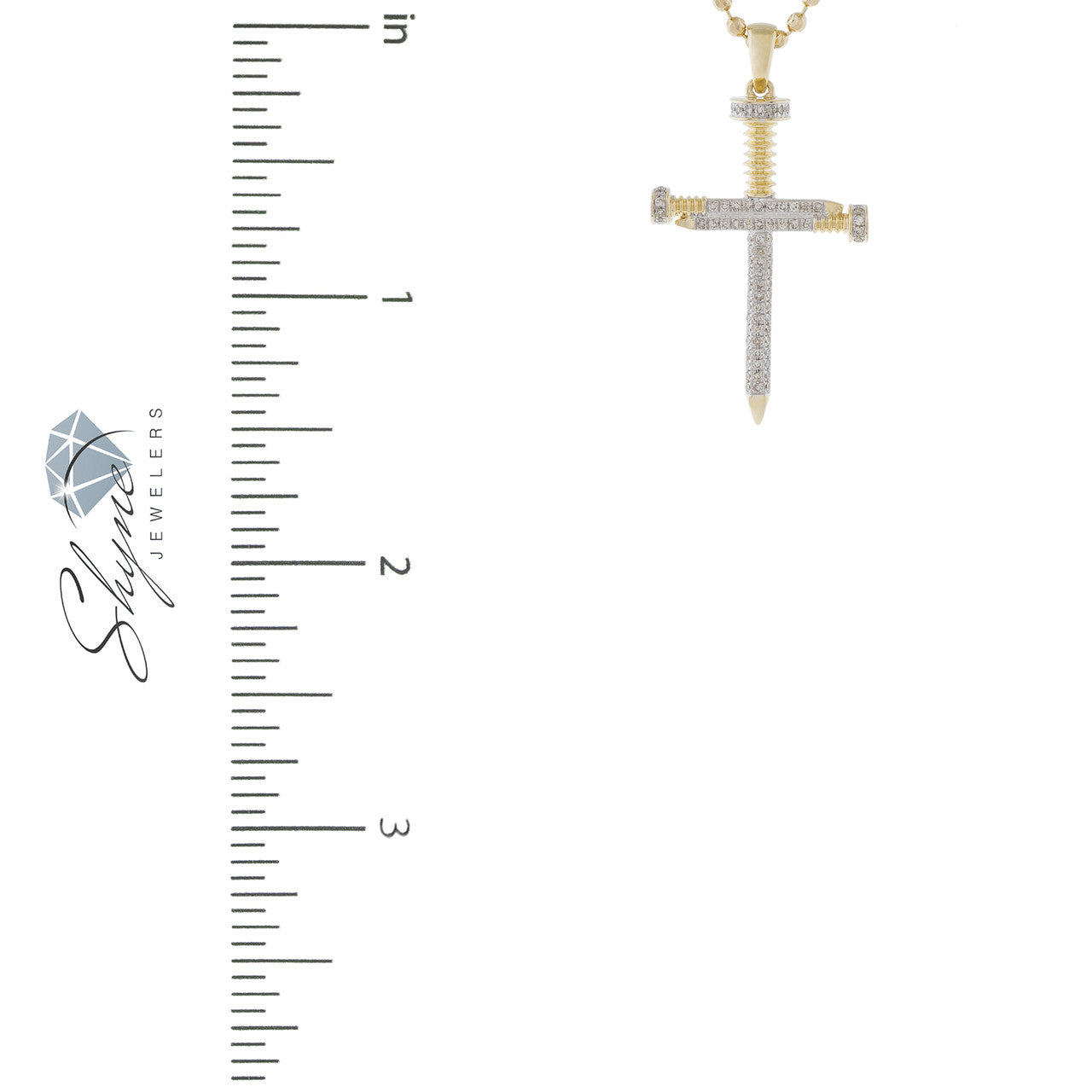10k Yellow Gold .30ct Diamond Micro Nail Cross Pendant