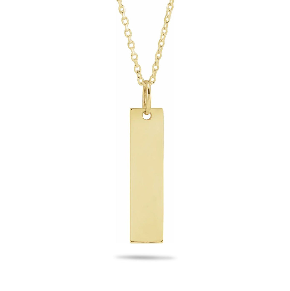 14K Gold Custom Engravable Vertical Bar Necklace