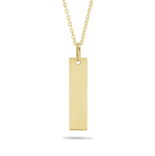 14K Gold Custom Engravable Vertical Bar Necklace