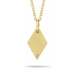 14kt Gold & Diamond Engravable Diamond Shaped Necklace
