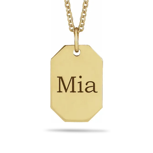 14kt Yellow Gold Engravable Dog Tag Necklace