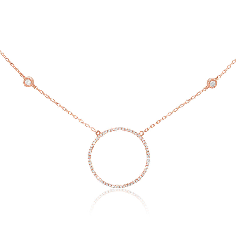 14k Rose Gold 0.30ct Diamond Circle Necklace