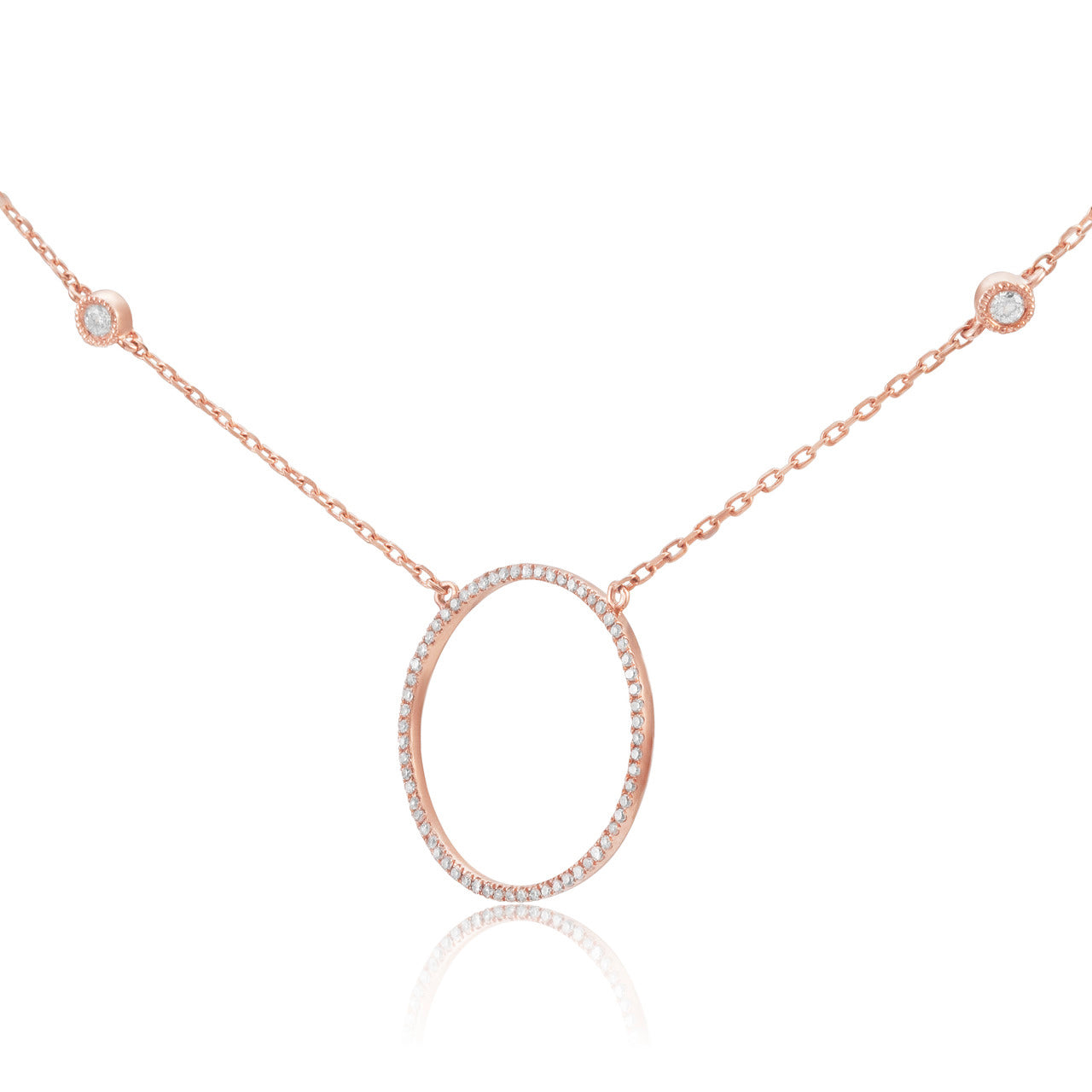 14k Rose Gold 0.30ct Diamond Circle Necklace