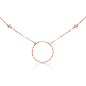14k Rose Gold 0.30ct Diamond Circle Necklace