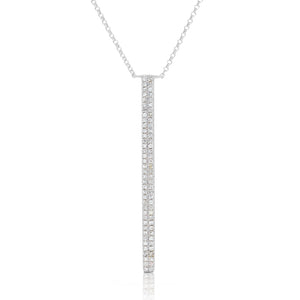 14k White Gold 0.21 Diamond Bar Necklace
