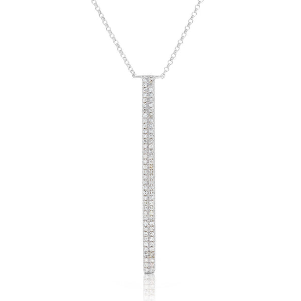 14k White Gold 0.21 Diamond Bar Necklace