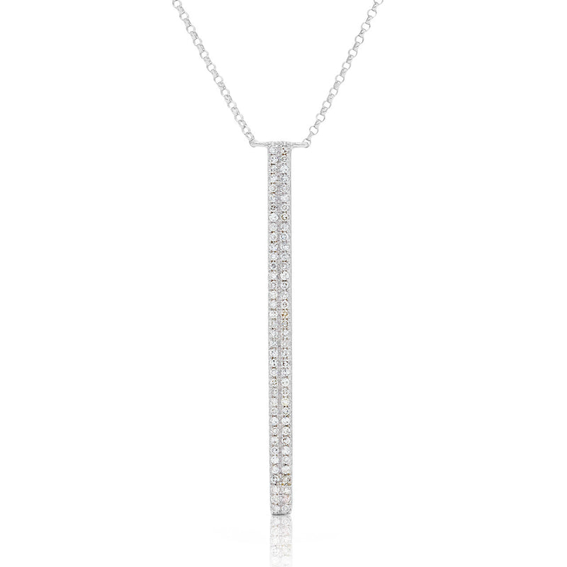 14k White Gold 0.21 Diamond Bar Necklace