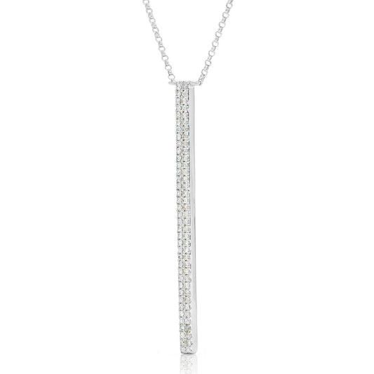 14k White Gold 0.21 Diamond Bar Necklace
