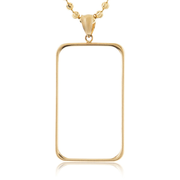 14k Yellow Gold Bar Bezel Picture Pendant