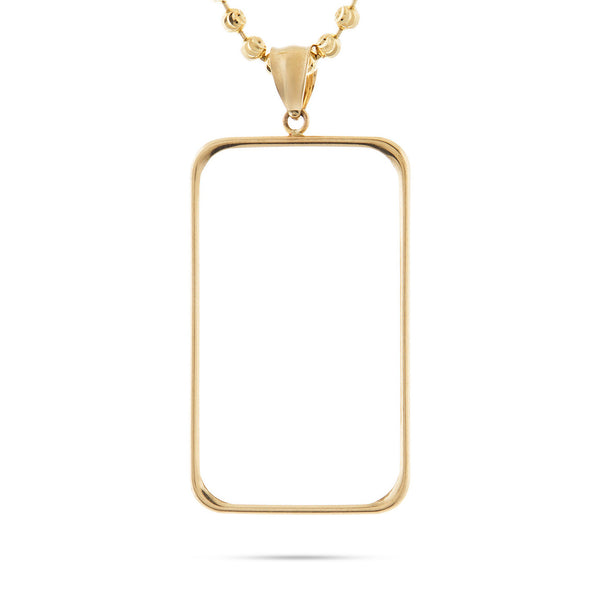 14k Yellow Gold Bar Bezel Picture Pendant
