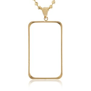 14k Yellow Gold Bar Bezel Picture Pendant