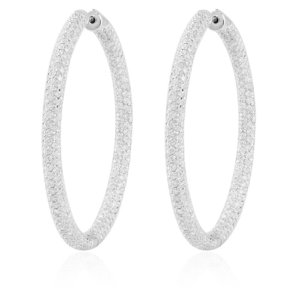 14K White Gold 8.31ct Medium Diamond Hoop Earrings