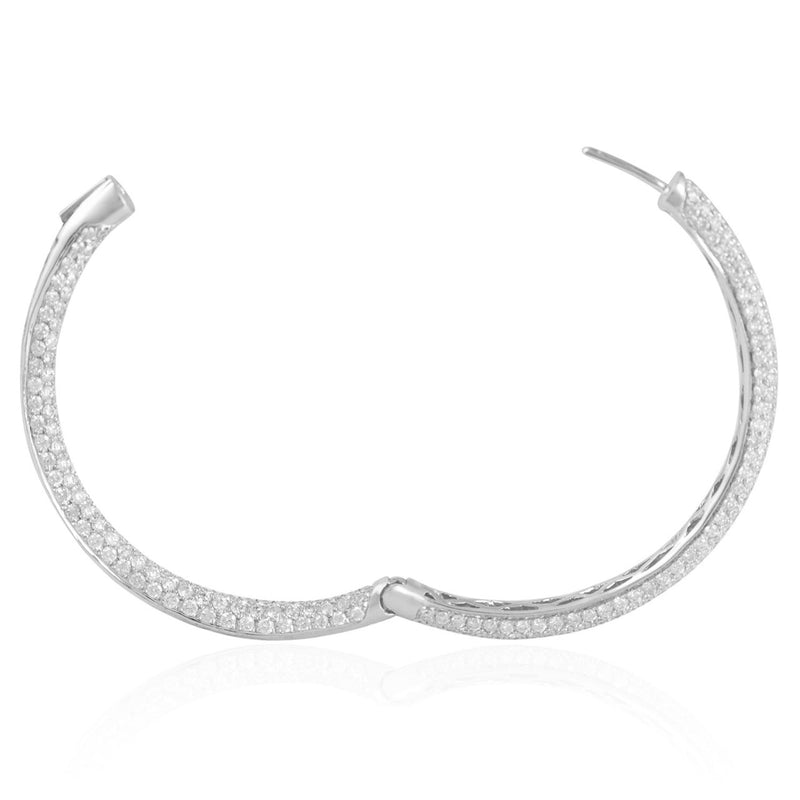 14K White Gold 8.31ct Medium Diamond Hoop Earrings
