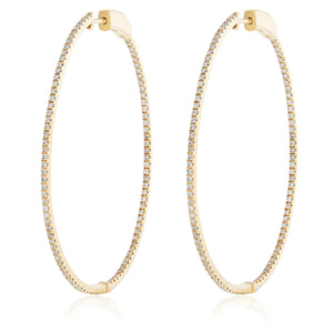 14k Yellow Gold 1.05ct Diamond Hoop Earrings