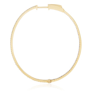 14k Yellow Gold 1.05ct Diamond Hoop Earrings
