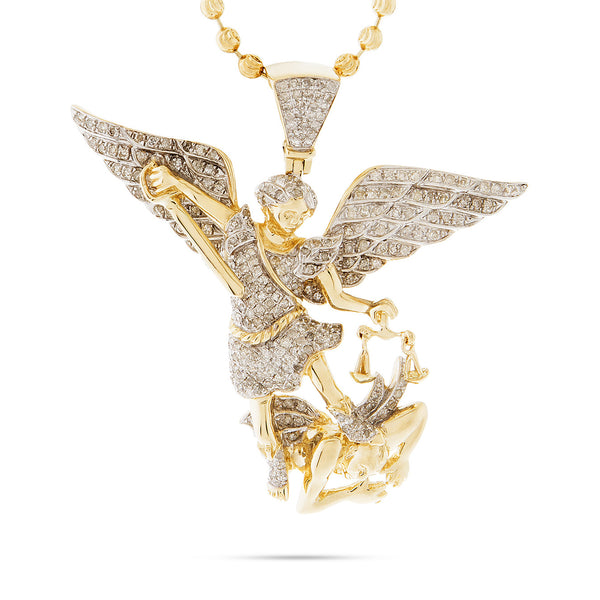 14k Yellow Gold 1.26ct Diamond Archangel Michael Pendant