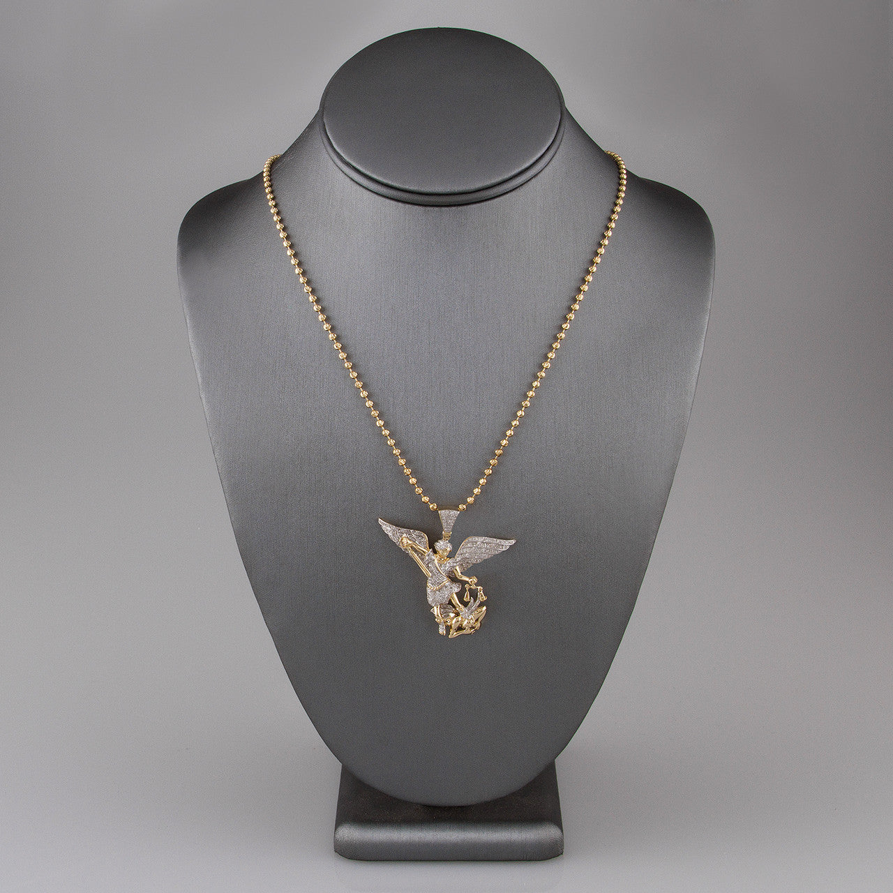 14k Yellow Gold 1.26ct Diamond Archangel Michael Pendant