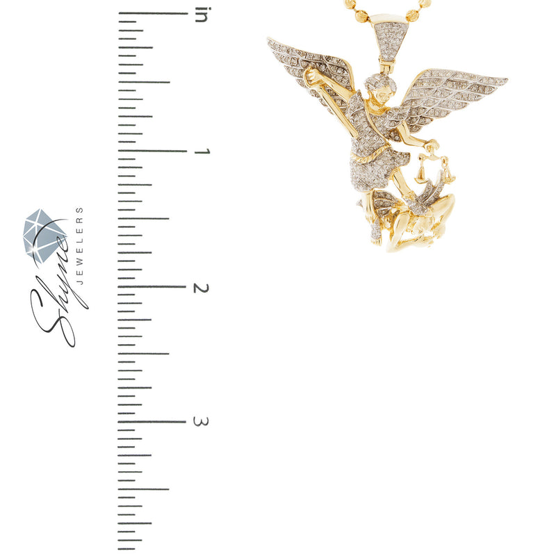 14k Yellow Gold 1.26ct Diamond Archangel Michael Pendant