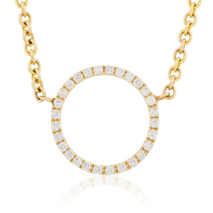 14k Yellow Gold 0.15ct Diamond Circle Necklace