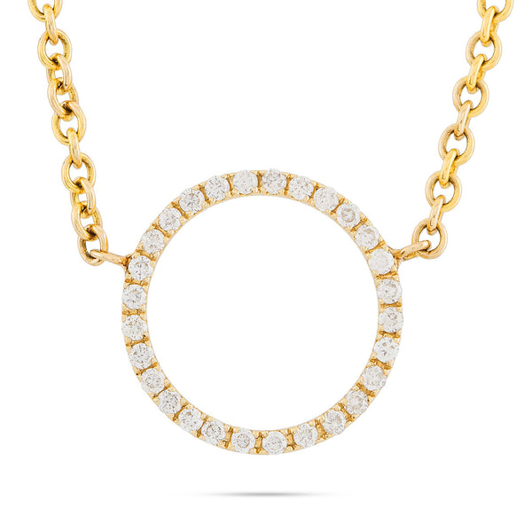 14k Yellow Gold 0.15ct Diamond Circle Necklace