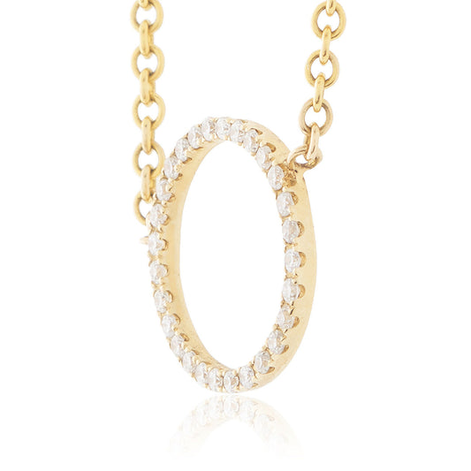 14k Yellow Gold 0.15ct Diamond Circle Necklace