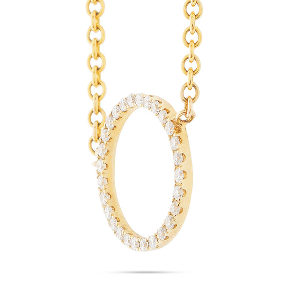 14k Yellow Gold 0.15ct Diamond Circle Necklace
