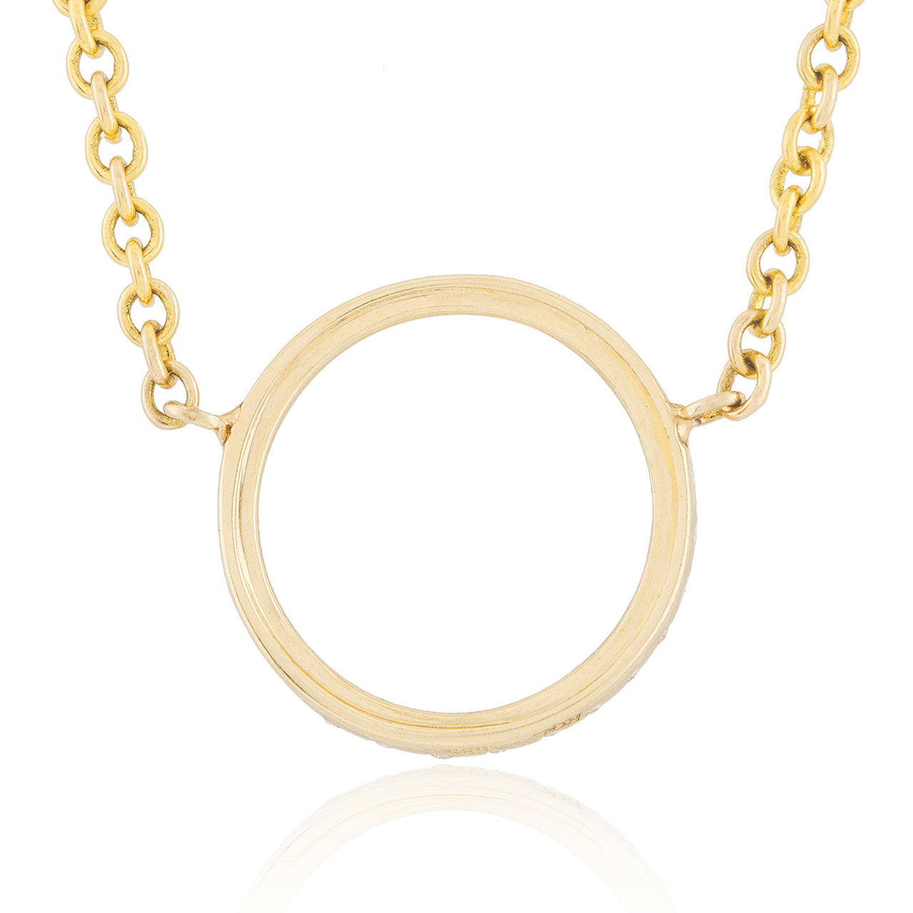 14k Yellow Gold 0.15ct Diamond Circle Necklace