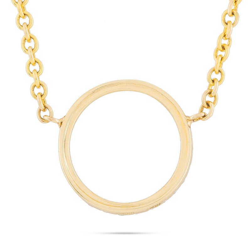 14k Yellow Gold 0.15ct Diamond Circle Necklace