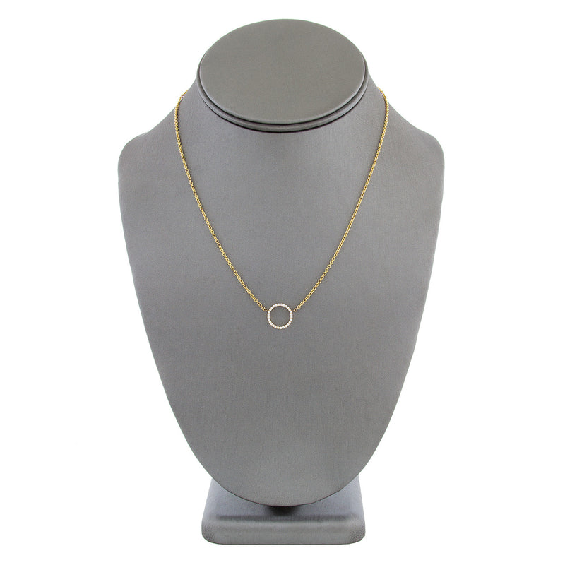 14k Yellow Gold 0.15ct Diamond Circle Necklace