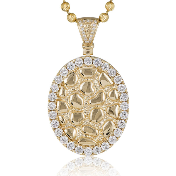 14k Yellow Gold 2.39ct Diamond Oval Design Pendant