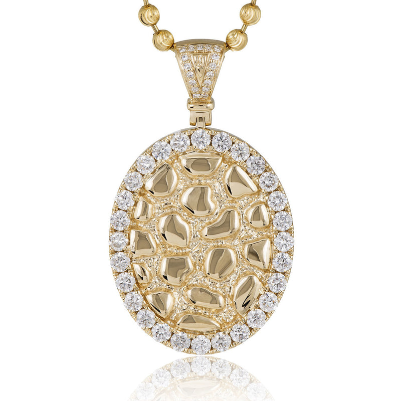 14k Yellow Gold 2.39ct Diamond Oval Design Pendant