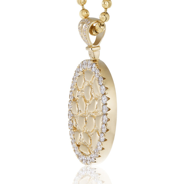 14k Yellow Gold 2.39ct Diamond Oval Design Pendant