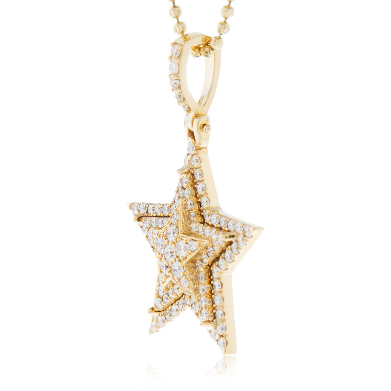 14K Yellow Gold 2.6ct Diamond Star Pendant