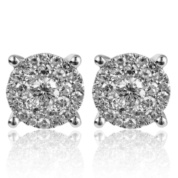 14k White Gold .56ct Diamond Cluster Stud Earrings