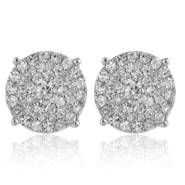 14k White Gold .77ct Diamond Cluster Stud Earrings