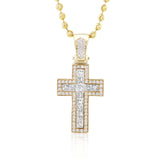 14k Yellow Gold 3.2ct Princess Cut Diamond Cross Pendant