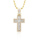 14k Yellow Gold 3.2ct Princess Cut Diamond Cross Pendant