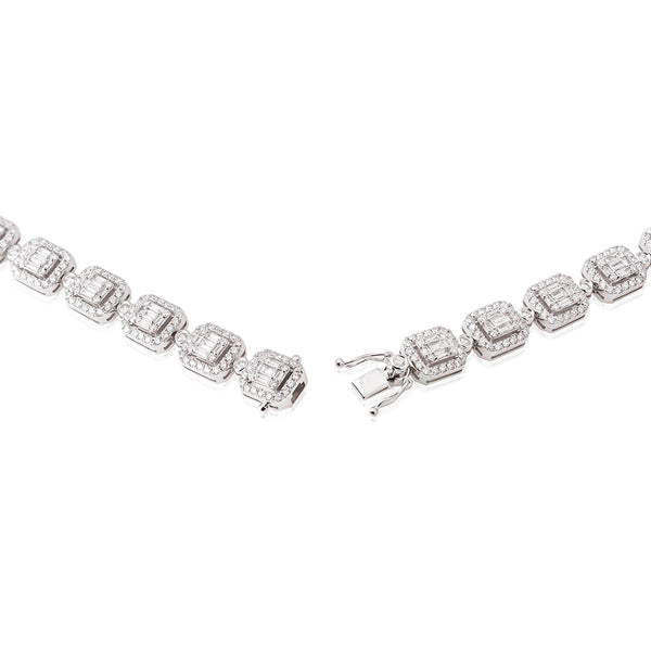 14k White Gold 14.02ct Diamond Baguette Necklace