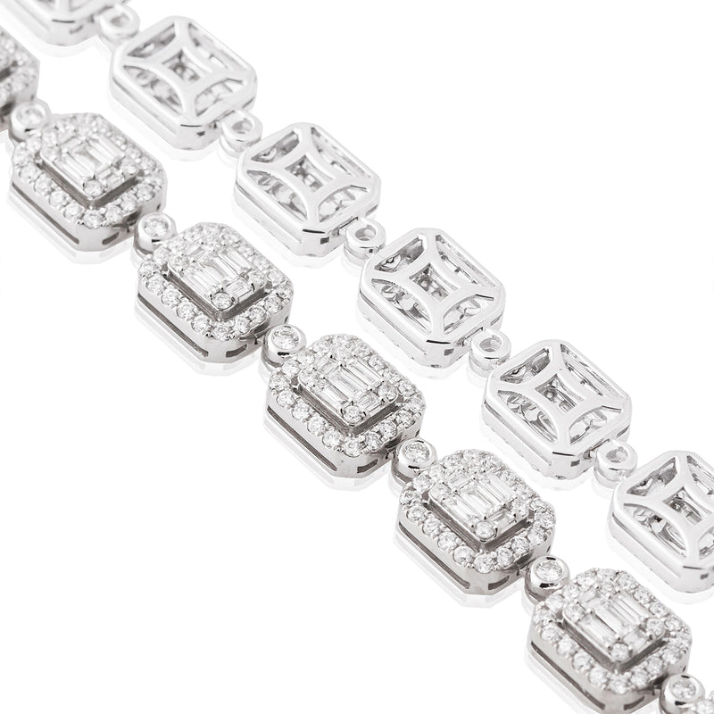 14k White Gold 14.02ct Diamond Baguette Necklace