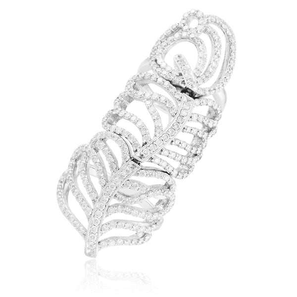 14K White Gold 3.35ct Full Finger Diamond Ring