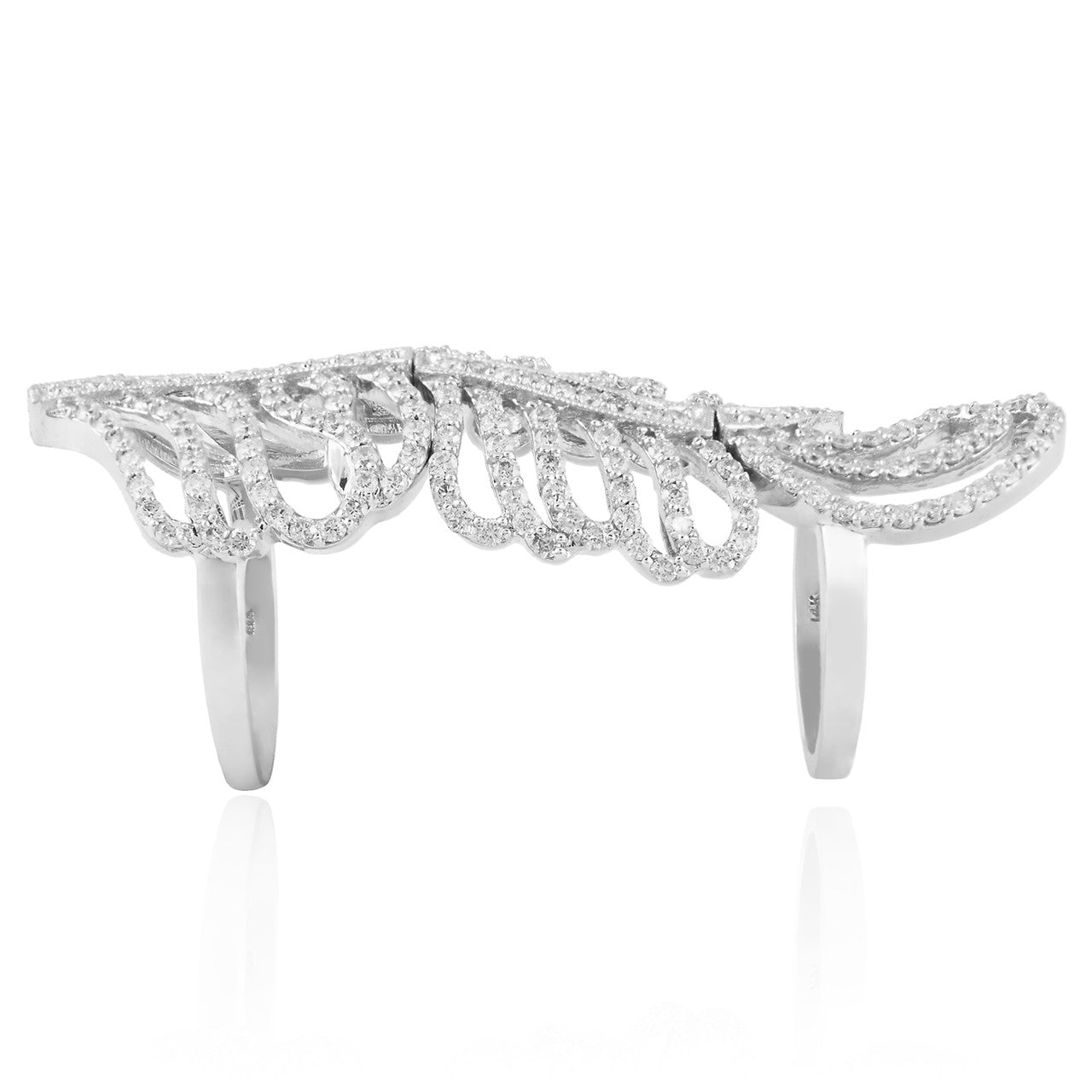 14K White Gold 3.35ct Full Finger Diamond Ring