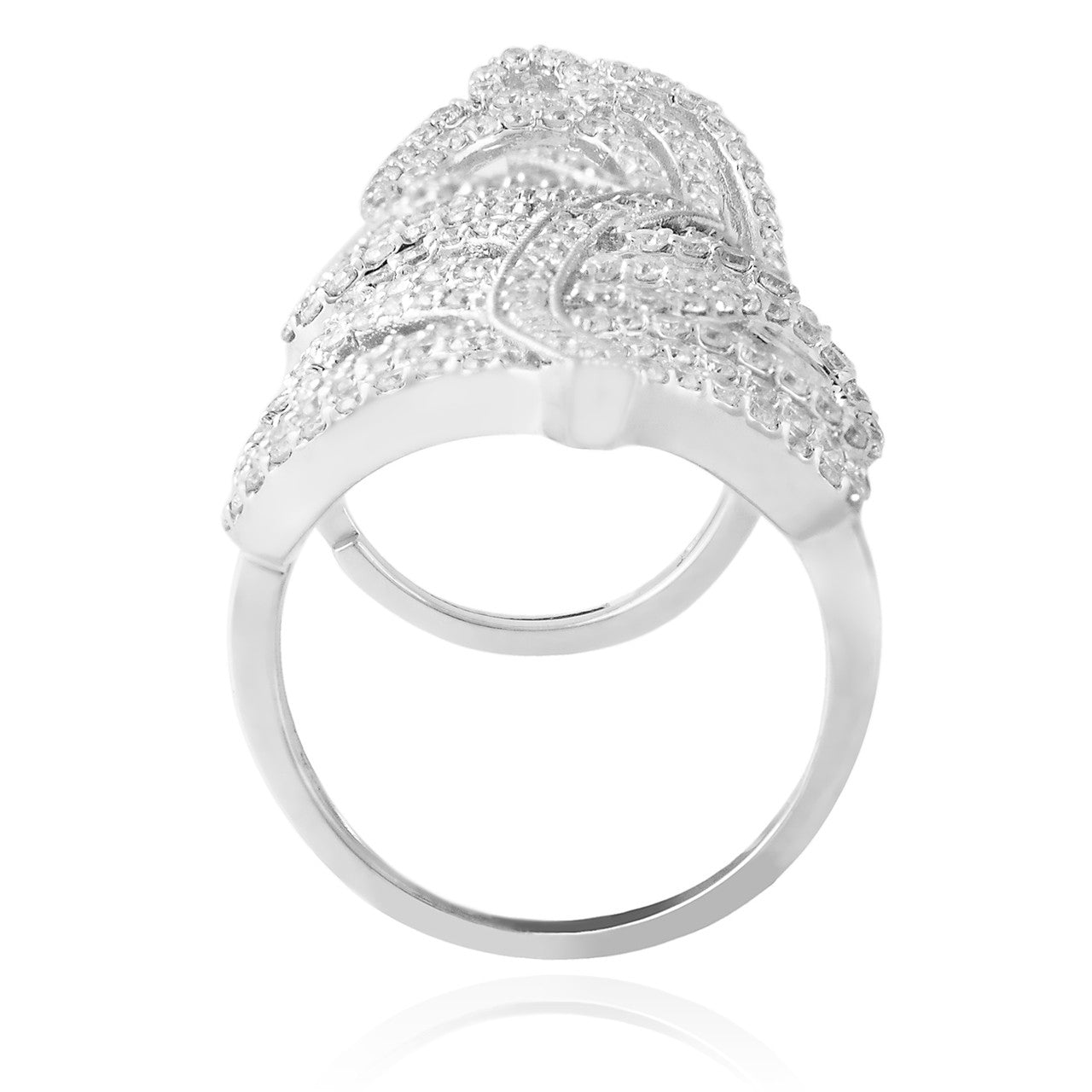 14K White Gold 3.35ct Full Finger Diamond Ring
