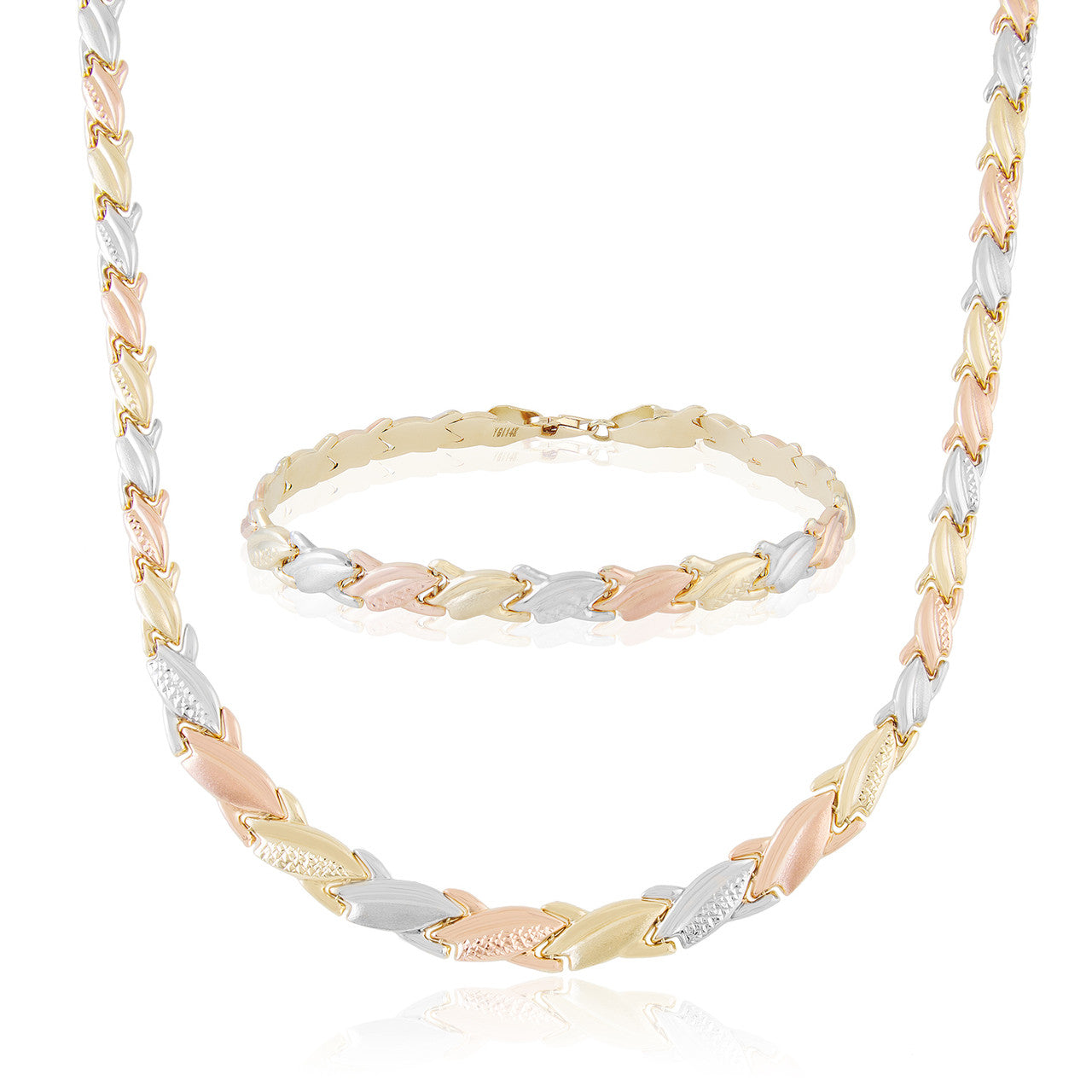 14kt Tri-Gold Matching Necklace and Bracelet