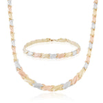 14kt Tri-Gold Matching Necklace and Bracelet