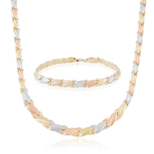 14kt Tri-Gold Matching Necklace and Bracelet