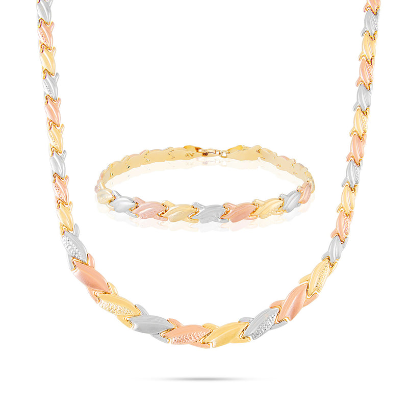 14kt Tri-Gold Matching Necklace and Bracelet