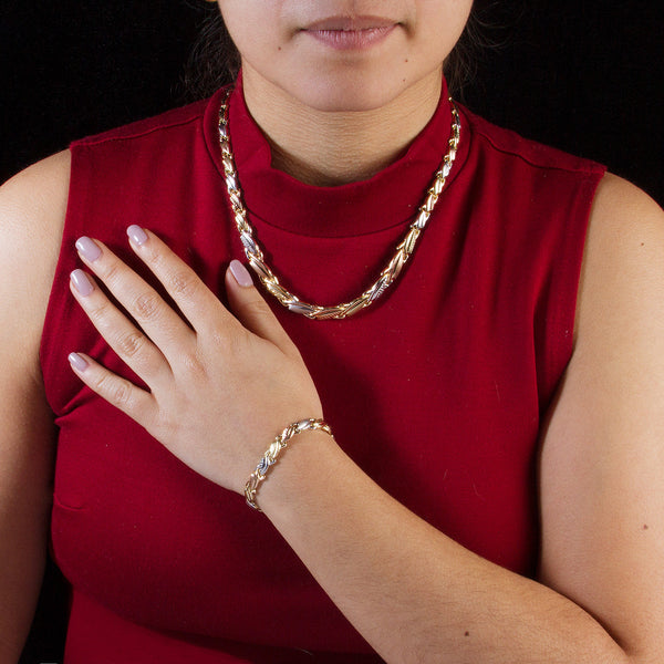 14kt Tri-Gold Matching Necklace and Bracelet