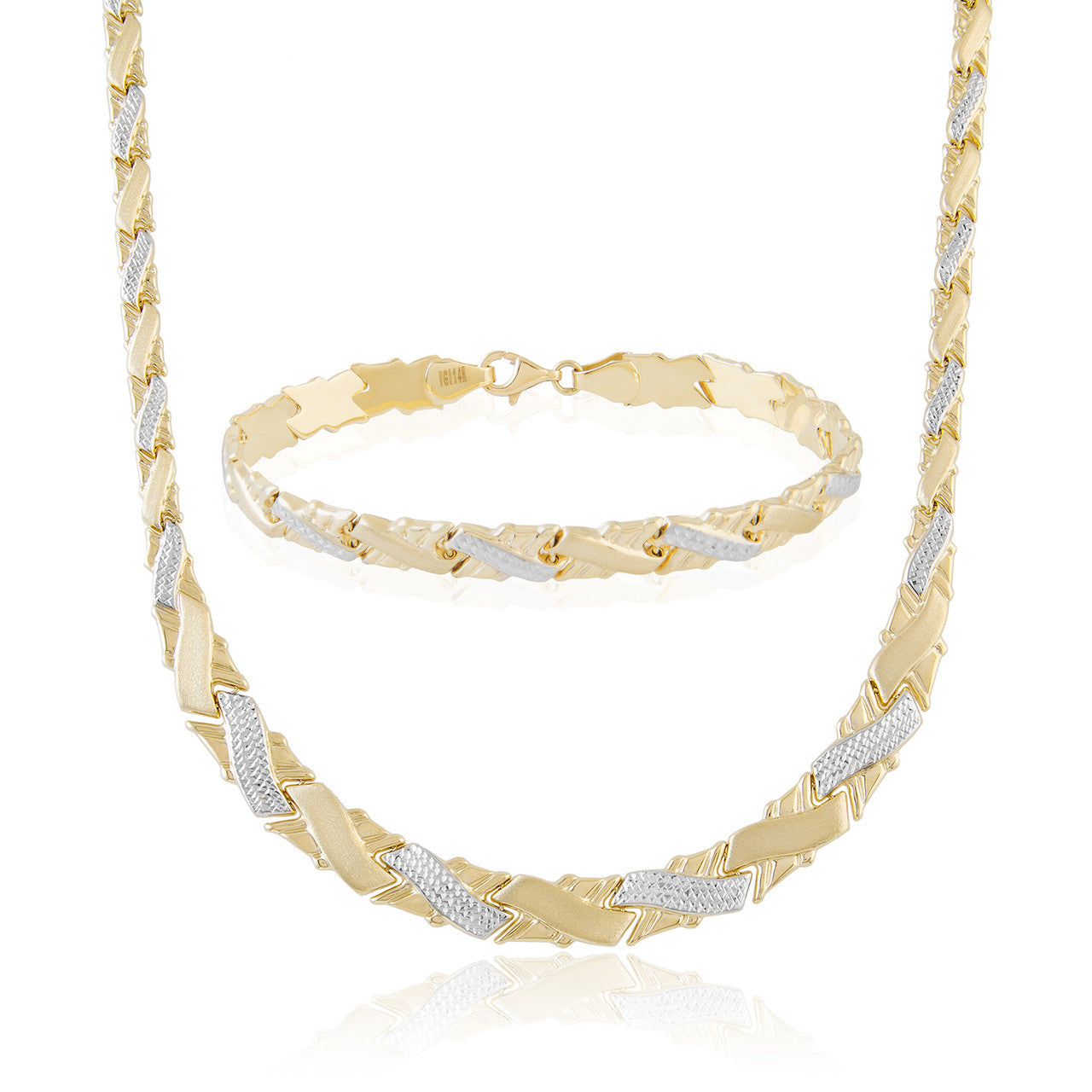 14kt Two-Tone Matching Necklace and Bracelet