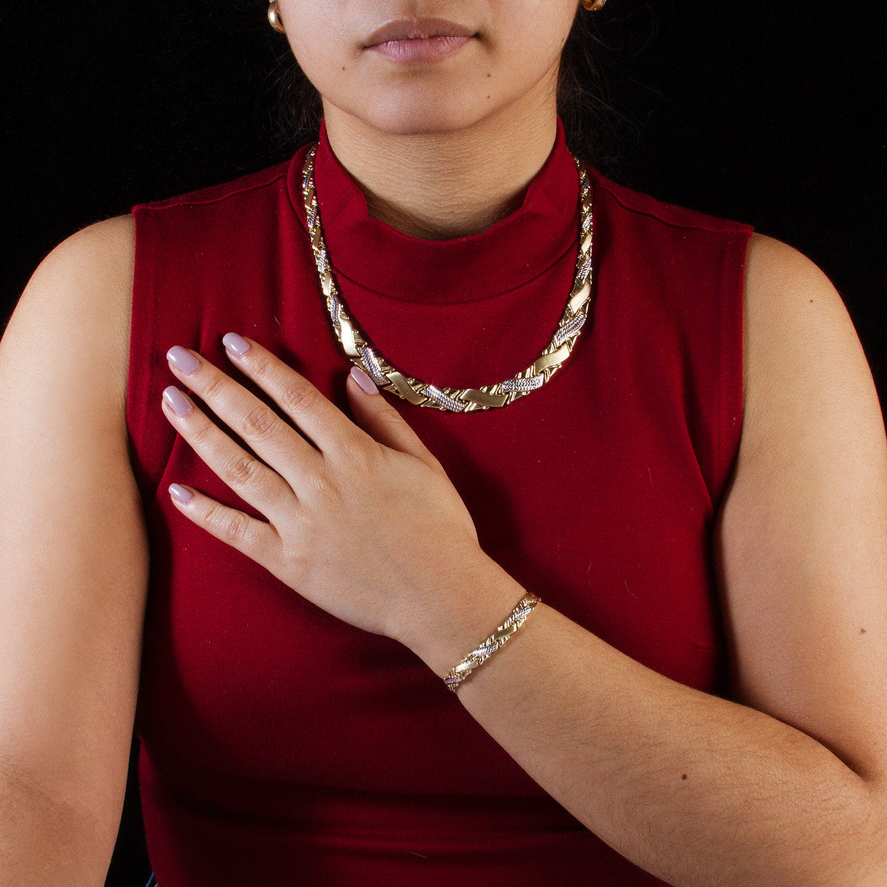 14kt Two-Tone Matching Necklace and Bracelet